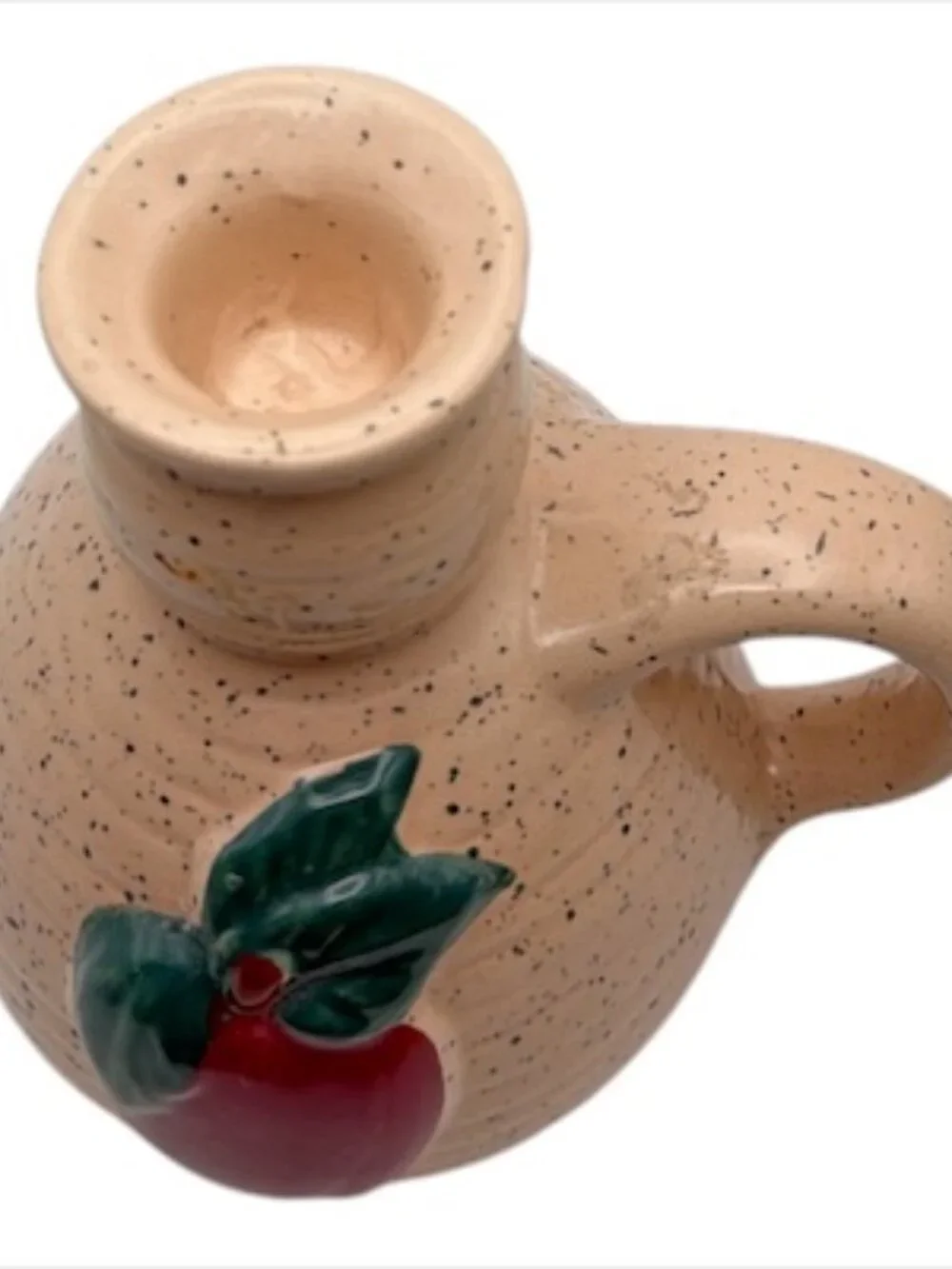 Apple candle Holder‎ cottage core home decor w/finger hole EUC Grannycore